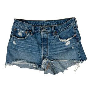 Levi’s 501 Denim Jean Shorts Size Waist 32 Blue Daisy Dukes Distressed